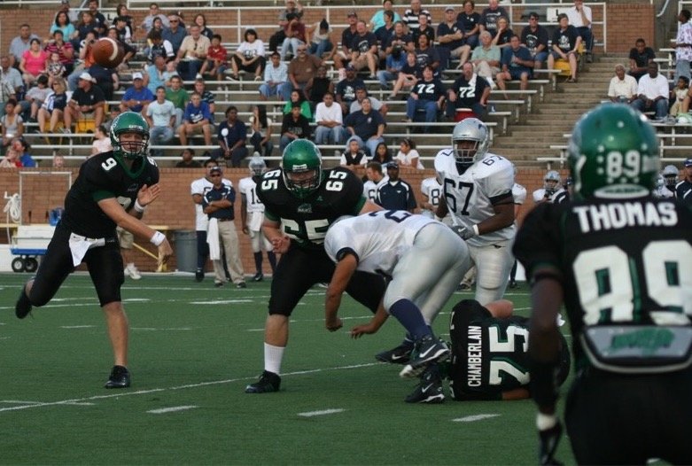 Former Katy High assistant baseball coach and recently-named Mayde Creek head baseball coach Will Handlin (9) is pictured playing quarterback for the Rams. Handlin led the Rams back to the playoffs in 2007 after an 11-year postseason drought.